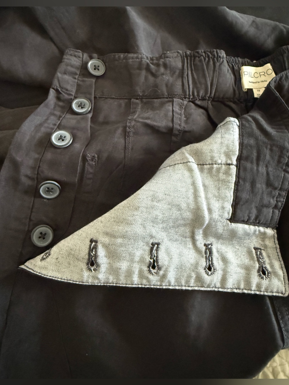 Pilcro Anthropologie Black Linen Blend Sailor Style Baggy Jogger Pants Size 29 - Picture 12 of 13